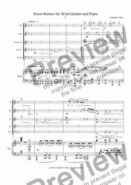 page one of Storm Runner for Wind Quintet and Piano