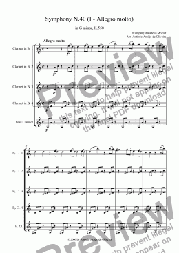 page one of Symphony N.40 (I - Allegro molto)