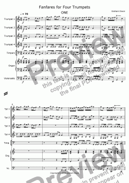 page one of Fanfares for Four Trumpets