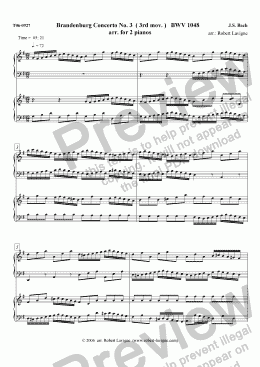 page one of BWV1048 Brandenburg Cto No.3 (for 2 pianos)