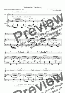 page one of Schubert, Franz: Die Forelle (The Trout), arrangement for Flute solo and piano