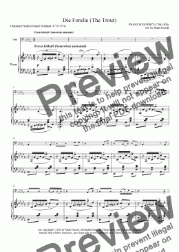 page one of Schubert, Franz: Die Forelle (The Trout), arrangement for Tuba solo and piano