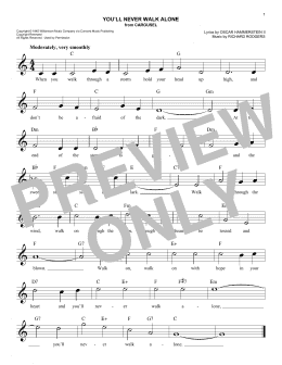 page one of You'll Never Walk Alone (from Carousel) (Easy Lead Sheet / Fake Book)