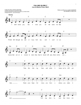 page one of Falling Slowly (from Once) (Easy Lead Sheet / Fake Book)