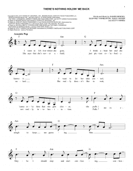 page one of There's Nothing Holdin' Me Back (Easy Lead Sheet / Fake Book)