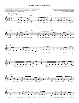 page one of Scars To Your Beautiful (Easy Lead Sheet / Fake Book)