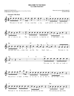 page one of Welcome To The Rock (from Come From Away) (Easy Lead Sheet / Fake Book)