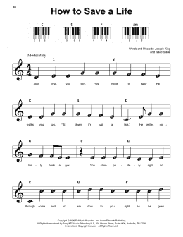 page one of How To Save A Life (Super Easy Piano)