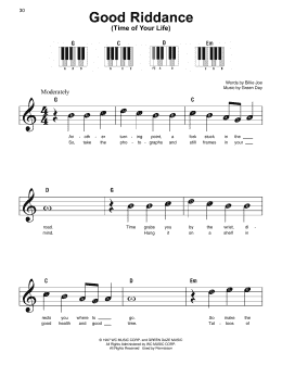 page one of Good Riddance (Time Of Your Life) (Super Easy Piano)