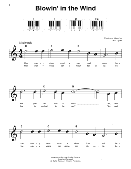 page one of Blowin' In The Wind (Super Easy Piano)