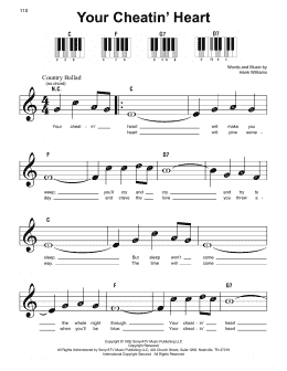 page one of Your Cheatin' Heart (Super Easy Piano)