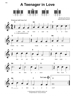 page one of A Teenager In Love (Super Easy Piano)