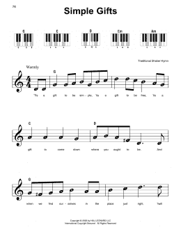 page one of Simple Gifts (Super Easy Piano)