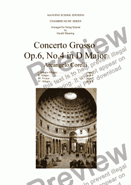page one of CORELLI, A. - Concerto Grosso No. 4 in D major - arr. for String Quartet by Gerald Manning