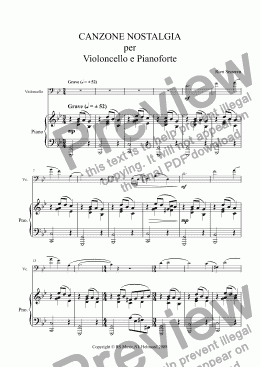 page one of CANZONE NOSTALGIA per Violoncello e Pianoforte