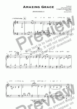 page one of Amazing Grace (PIANO SOLO) v2