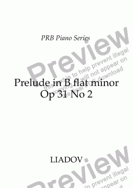 page one of PRB Piano Series: Prelude in B flat minor (Lyadov)