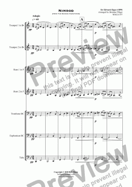 page one of Nimrod (from The Enigma Variations)  - Brass Group (Septet)
