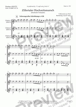 page one of Zillertaler Hochzeitsmarsch (02/GT/Score & Parts)