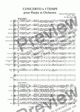 page one of CONCERTO á 3 TEMPI pour Harpe et Orchestre