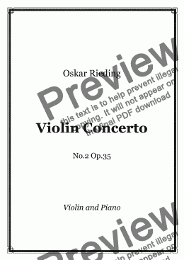 page one of Rieding - Violin Concerto in B minor  Op.35 No.2 -  Violin and Piano