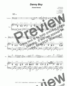 page one of Danny Boy (Funeral Version) (for Trombone Solo and Piano)