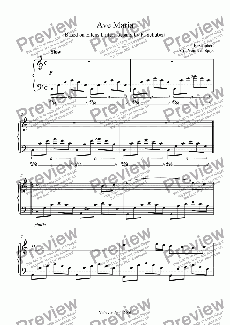 Ave Maria Schubert Piano Solo Transcription Sheet Music Pdf File