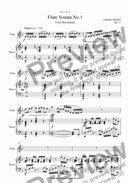 page one of Flute Sonata No.1 First Movement