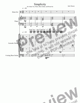 page one of Simplicity for Guitar Trio, Piano, Bass Guitar, and Drum Set