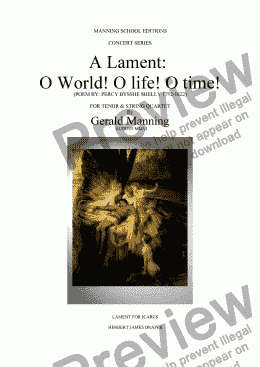 page one of MANNING, G. - A Lament: O World! O life! O time! Op.11 - for Tenor & String Quartet