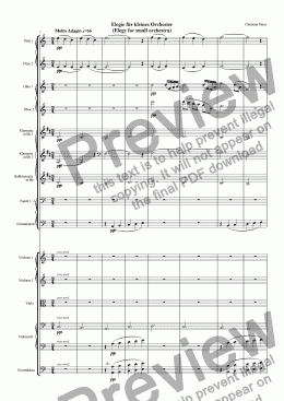 page one of Elegy for small orchestra