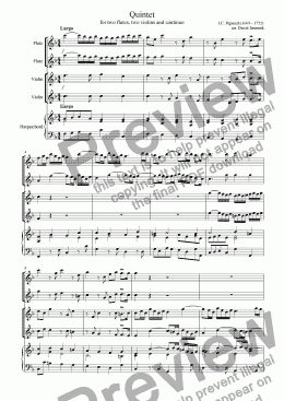 page one of Quintet for 2 flutes, 2 violins and continuo
