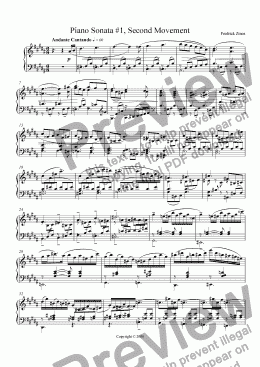 page one of Piano Sonata #1, Second Movement