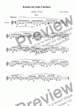 page one of Advanced Studies for Solo Clarinet (Tone Production)