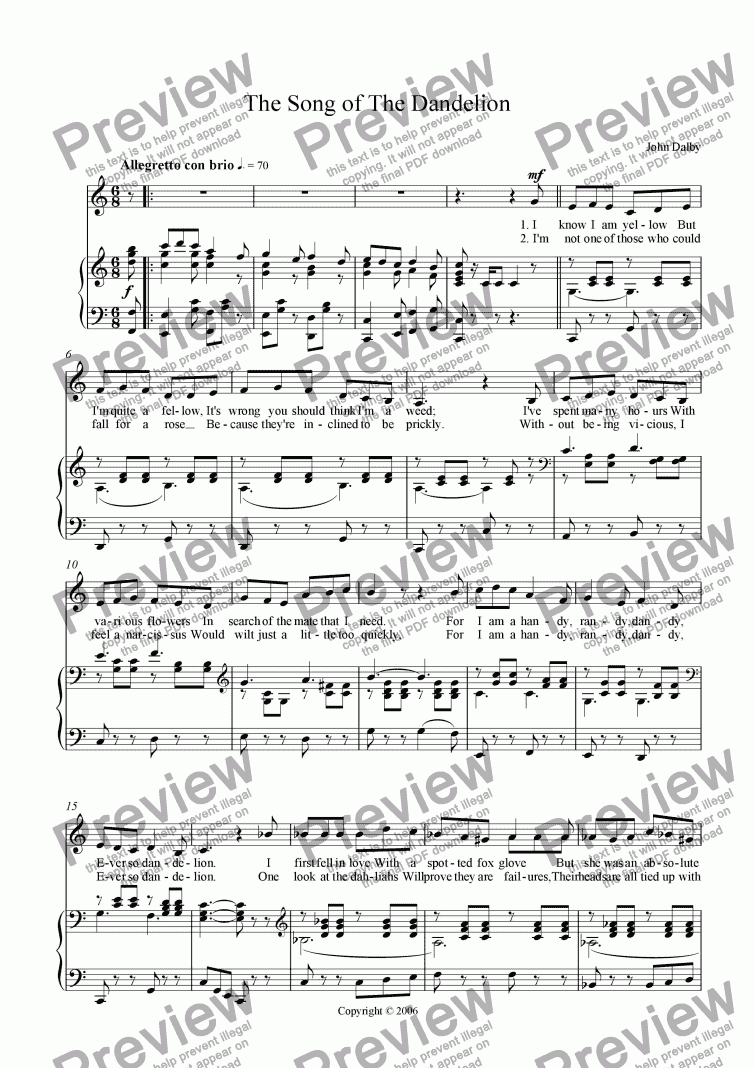 page one of The Song of the Dandelion