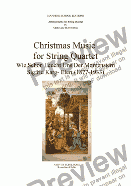page one of Christmas Music for String Quartet: Karg-Elert. - Wie Schon Leucht' Uns Der Morgenstern - arr. by Gerald Manning