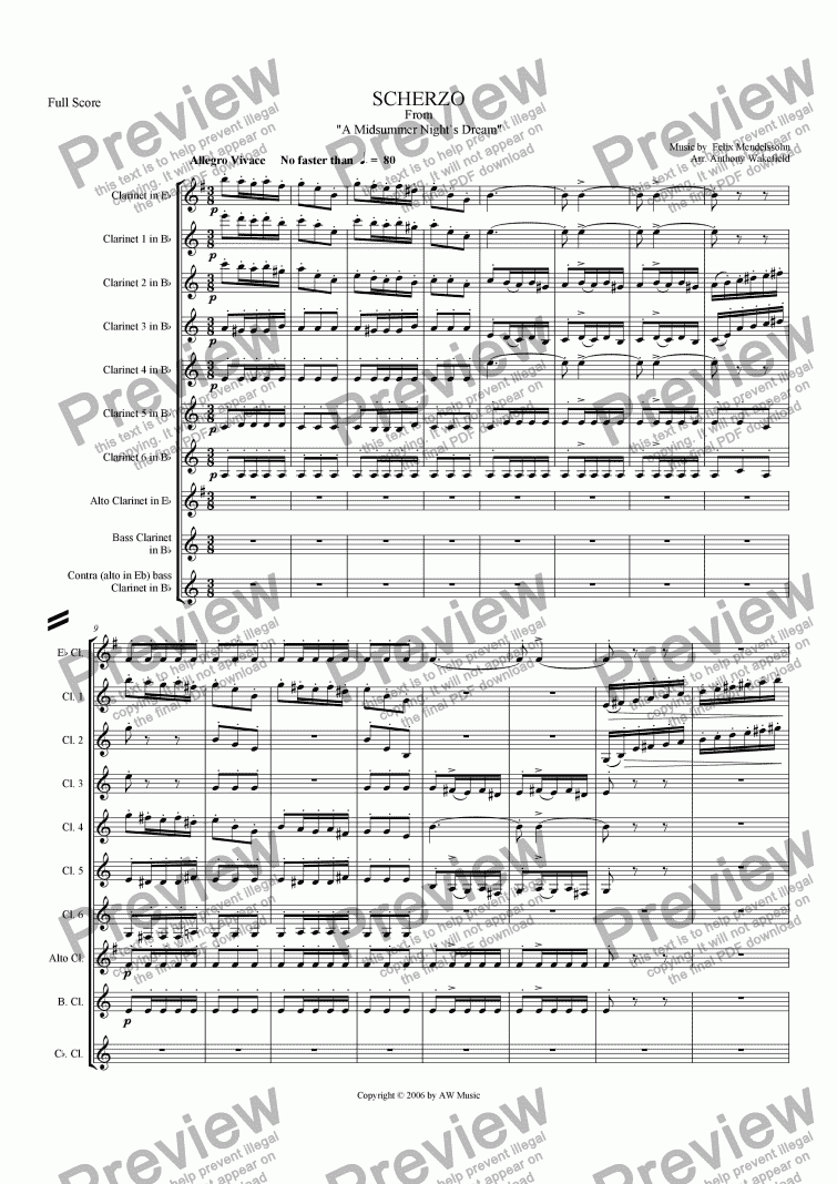 page one of Scherzo and Rupel-Tanz from `A Midsummer Night`s Dream`