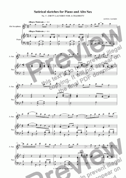 page one of Satirical Sketches for Piano & Alto Sax, No 5 - Dirty Laundry for a Celebrity