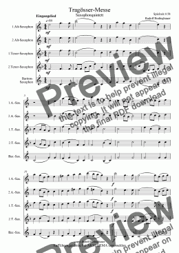 page one of Tragösser Messe  Saxophonquintett