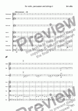 page one of for violin, percussion and strings ii