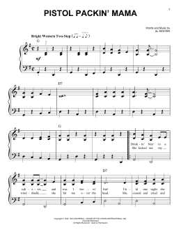 page one of Pistol Packin' Mama (Easy Piano)
