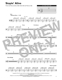 page one of Stayin' Alive (Drum Chart)