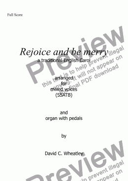 page one of Rejoice and be merry for mixed voices (SATB + organ) by David Wheatley