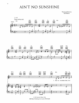 page one of Ain't No Sunshine (Piano, Vocal & Guitar Chords (Right-Hand Melody))