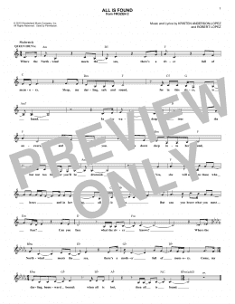 page one of All Is Found (from Disney's Frozen 2) (Lead Sheet / Fake Book)