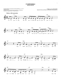 page one of It's Impossible (Somos Novios) (Easy Lead Sheet / Fake Book)