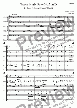 page one of Water Music Suite No.2 in D