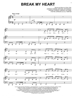 page one of Break My Heart (Piano, Vocal & Guitar Chords (Right-Hand Melody))