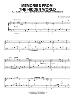 page one of Memories From The Hidden World (from How To Train Your Dragon: Homecoming) (Piano Solo)