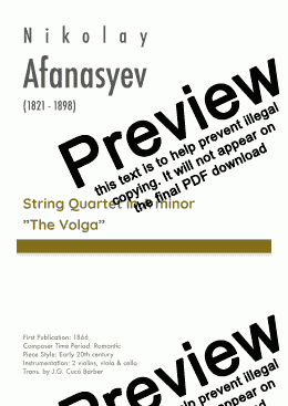 page one of Afanasyev - String Quartet in A minor
